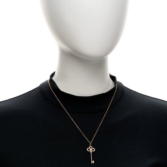 $5,200++ Tiffany & Co. 18k Rose Gold Diamond Crown Key Pendant Necklace - Picture 10 of 10